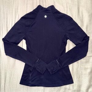 Vintage Lululemon Quarter Zip with Floral Embroidery Navy